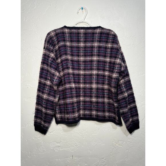Christopher &‎ Banks purple plaid wool sweater womens medium preppy academia - Picture 4 of 6